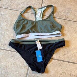 Cupshe Green and Black Bikini Set